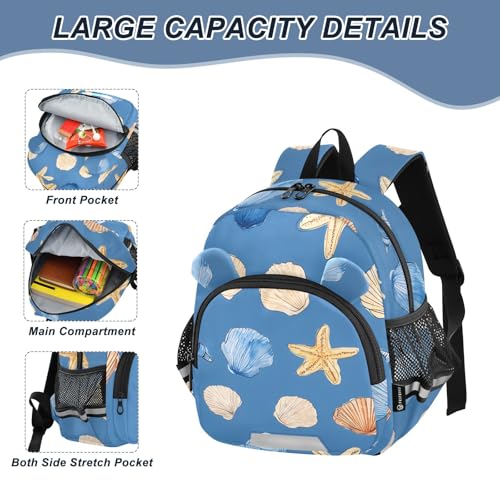 Kid's Backpack for Boys & Girls Toddler Bag Shell Pattern Backpack with Safety Leash4