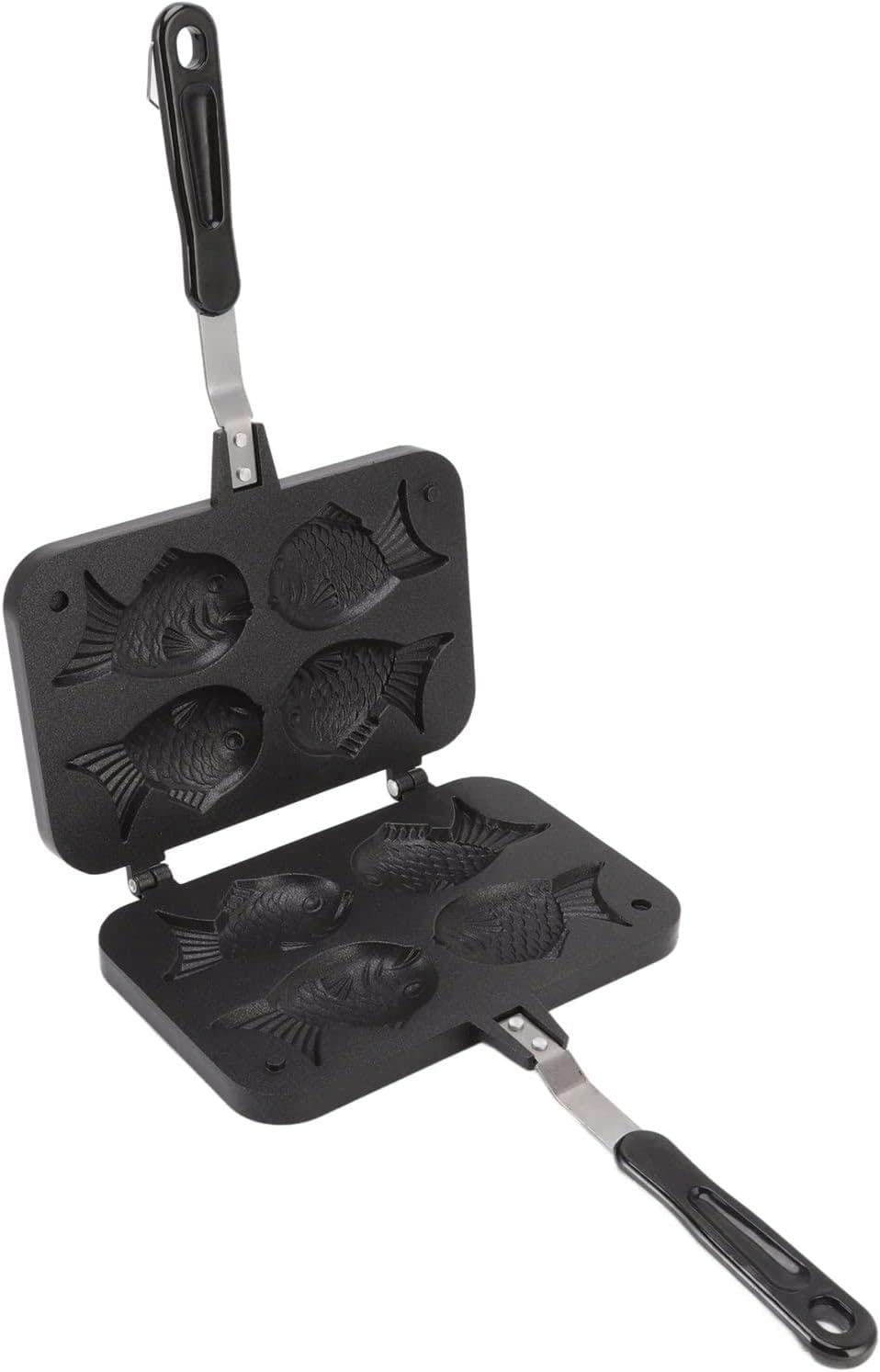 Teglia Antiaderente A Forma di Pesce Taiyaki, Stampo Doppio per Waffle per Pancake E Pane, Manico Ergonomico per Una Facile Preparazione Casalinga.