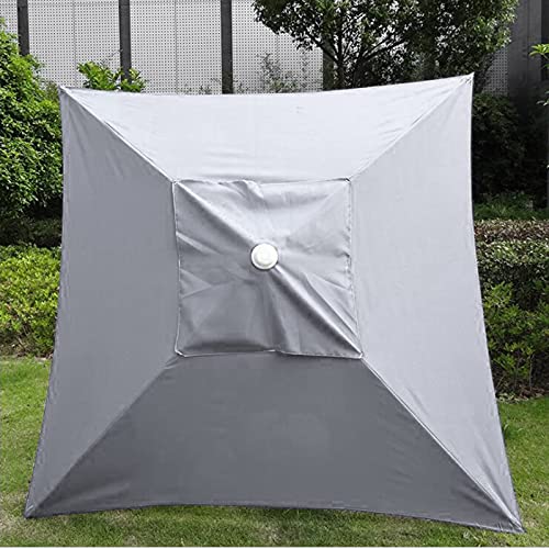 Dudnjc 6.5X6.5Ft Umbrella Canopy Replacement 4 Ribs, Market Table Umbrella Replacement Top Square Canopy, Patio Umbrella Market Table Outdoor Deck Parasol Cover Lawn Pool(Canopy Gray) #TOP6