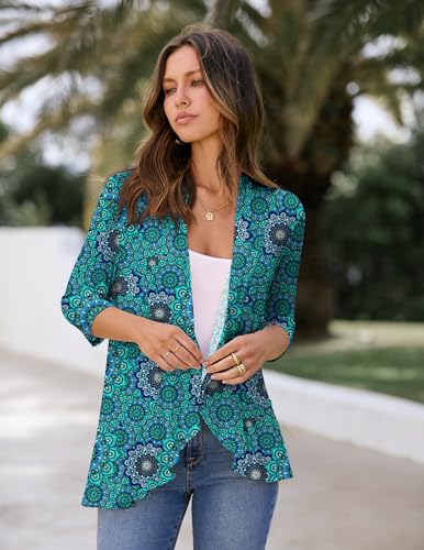 Image of Zeagoo Women's Open Front Cardigan 2026 Spring Summer Lightweight 3 /4 Sleeve Draped Ruffles Cardigans S-3XL