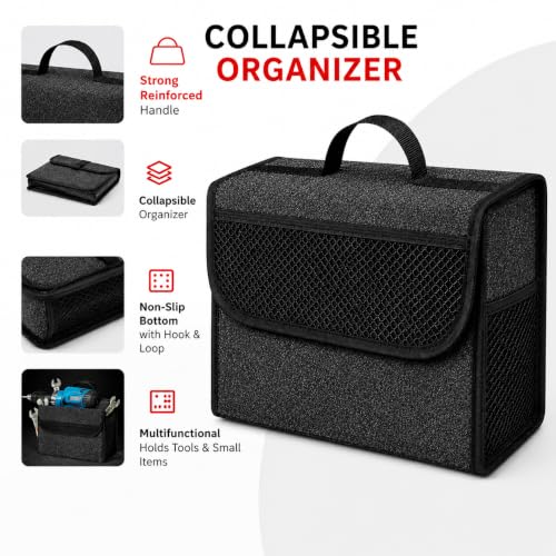 Image of JVCV 2 Pack - Car Trunk Boot Organizer, Car Storage and Organizer Anti Slip Car Accessories Organizer for Car, SUV, Sedan, Truck, Minivan Anti Slip Bottom | Front & Side Mesh Pockets (Small)
