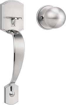 Matte Black Front Door Knob Handle, Entry Door Handle and Reversible Handle Knob, Exterior Front Door Handle Only