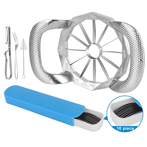 Yidexin Apple Slicer Upgraded Version 12-Blade Extra Large Apple Corer Stainless Steel Ultra-Sharp Apple Peeler Cutter，Pitter Divider for Up to 4 Inches ApplesSilverUpdate