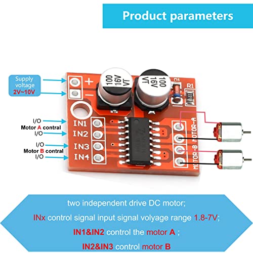 WWZMDiB 4Pcs Mini L298N 2 Channel H Bridge DC Motor Driver Board with MX1508 Chip for Electric Projects, Smart Car Robot. - Image 4