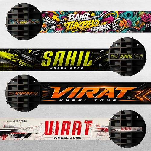 Image of Diecast Car Display Shelf with Custom Name Print | 14-16 Slot Wall Mounted MDF Wooden Rack for 1:64 Scale Cars | Circular Toy Car Organizer & Kids Room Garage Decor
