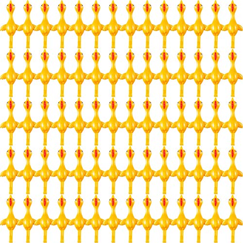 Sumind 100 Pack Slingshot Chicken Rubber Chicken Flick Chicken Flying Chicken Flingers Stretchy Funny Christmas,Easter Chicks Party Activity for Children (Yellow)