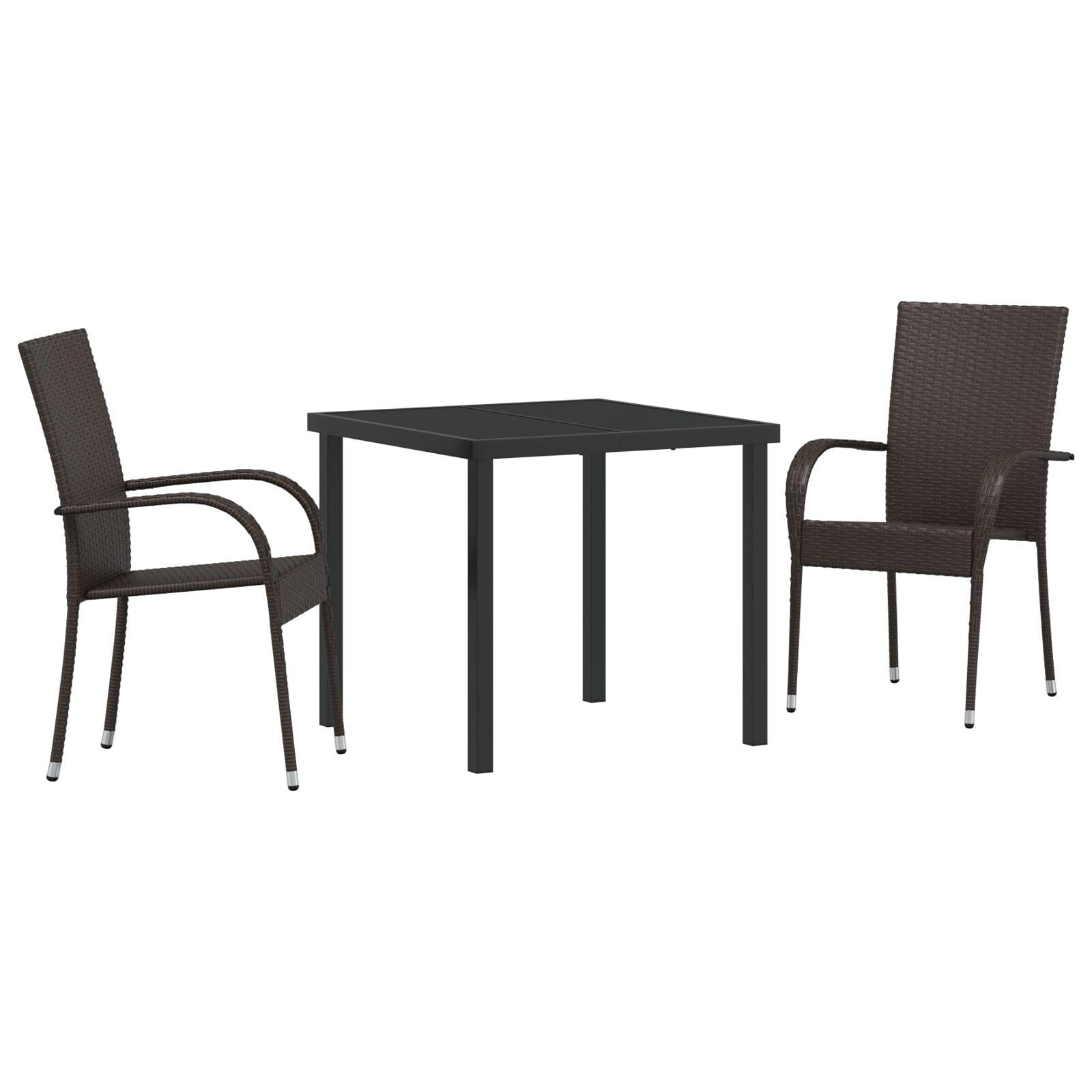 vidaXL 5 Piece Black Poly Rattan Garden Dining Set