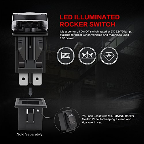 Mictuning Ls09901 7 Pin Momentary Laser Rocker Switch Winch In/Out, 20 Amp/12V, Black #TOP5