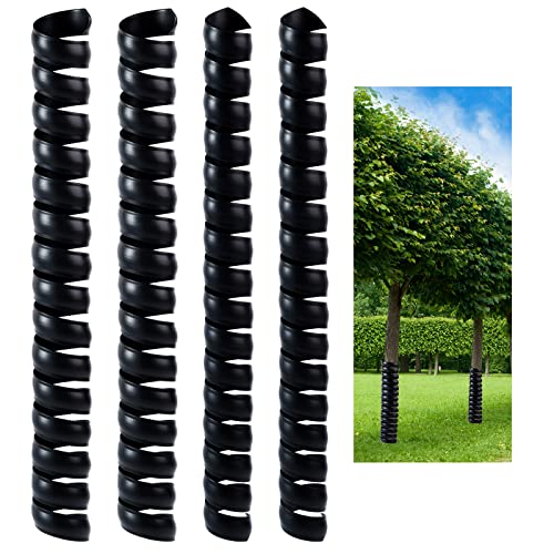 Ecmln 4 PCS Tree Trunk Protector,2 Size Plastic Spiral Tree Guard,Tree Wrap Tree Bark Protector Tube for Saplings Plants Seedlings Deer Rabbit Cats Rodents (Black)