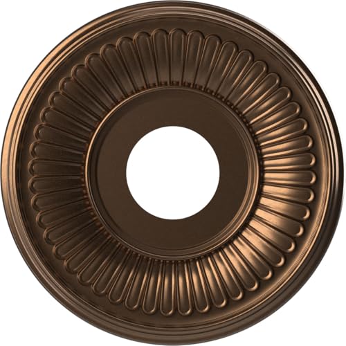 Image of Ekena Millwork CMP13BECAB Berkshire Thermoformed PVC Ceiling Medallion (Fits Canopies up to 5 3 /4 inch), 13 inchOD x 3 1 /2 inchID x 3 /4 inchP, Metallic Antique Brass