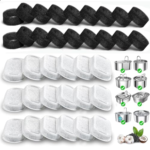 Cat Water Fountain Filters, 24 Pack Replacement Filters for 108oz/3.2L& 67oz/2L Stainless Steel Pet Dog Water Fountain - image 8