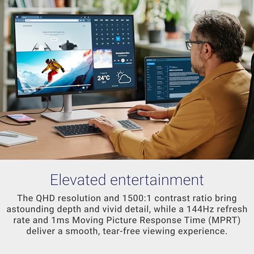 Image of Dell 27 Plus QHD USB-C Monitor - S2725DC - 27-inch QHD (2560x1440) 144Hz 1ms Display, 2 x 3W Speakers, USB-C /HDMI /DisplayPort 1.4 Connectivity, Height /Tilt /Pivot /Swivel, AMD FreeSync - Ash White