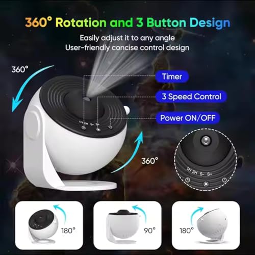 Image of One94Store Galaxy Projector Night Light - HD Star Projector with 12 Replaceable Film Discs & Timer | Planetarium Ceiling Light for Bedroom, Kids & Adults | Starry Sky & Milky Way Lamp (White)