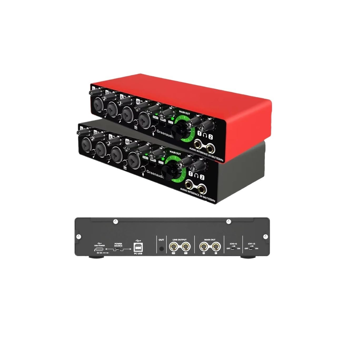 Convertitore AD della scheda audio dell'interfaccia audio con monitoraggio della registrazione dal vivo della chitarra elettrica(Noir)
