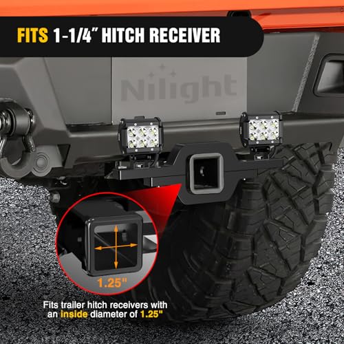 Image of Nilight 1-1 /4 inch Towing Hitch Receiver Mount Bracket for Truck Trailer RV SUV Pick Up fit Dual LED Work Light Reverse Rear Back Up Off Road Lights(Towing Hitch Receiver Mount Bracket) Without Light