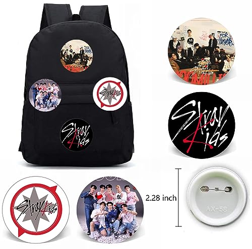 ZHENGGE Kpop Stray Kids Gifts Set, Including Drawstring Bag Backpack, Necklace, Earrings, Bracelets, Button Pins, Lanyard ID Holder, Keychain, Phone Ring Holder, Cartoon Badge