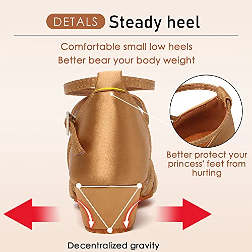 HROYL Girl's Latin Dance Shoes Low Heel Salsa Pratice Proformence Ballroom Dancing Shoes,Model EM-202-GB 5