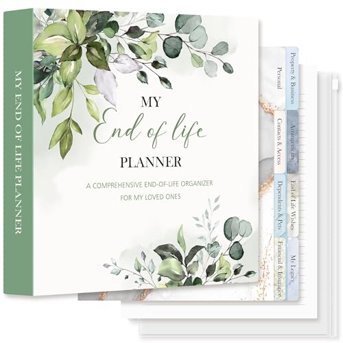 Lanpn End of Life Binder - 8.5x11 Final Wishes & Estate Document Folder with 8 Dividers & 10 Letter Size Binder Pockets Death Planner Organizer Before Death Life Plan When I Die Journal Book