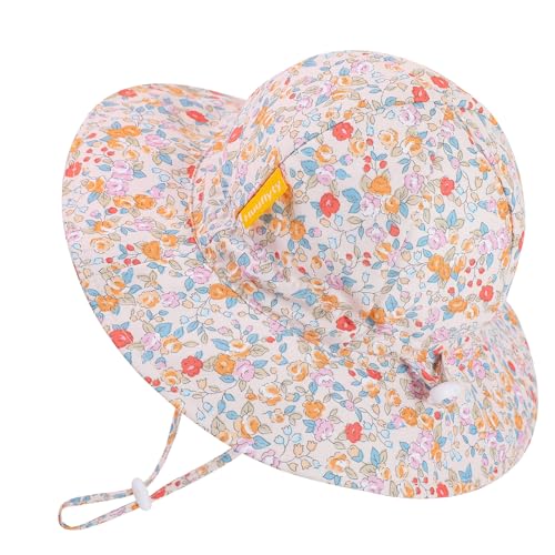 Baby Girl Sun Hat with Wide Brim Bucket Hats Adjustable Floppy Sun Hat with 50+ UPF Protection for Toddler Girls - Main Image