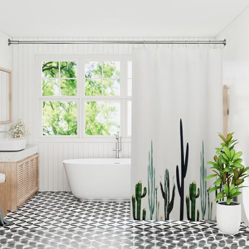 Image of Tension Curtain Rod Silver Shower Rod 40-185IN Long Curtain Rods No Drilling Adjustable Tension Rods of Shower or Bathroom Outdoor Window Patio Diameter 1.26In