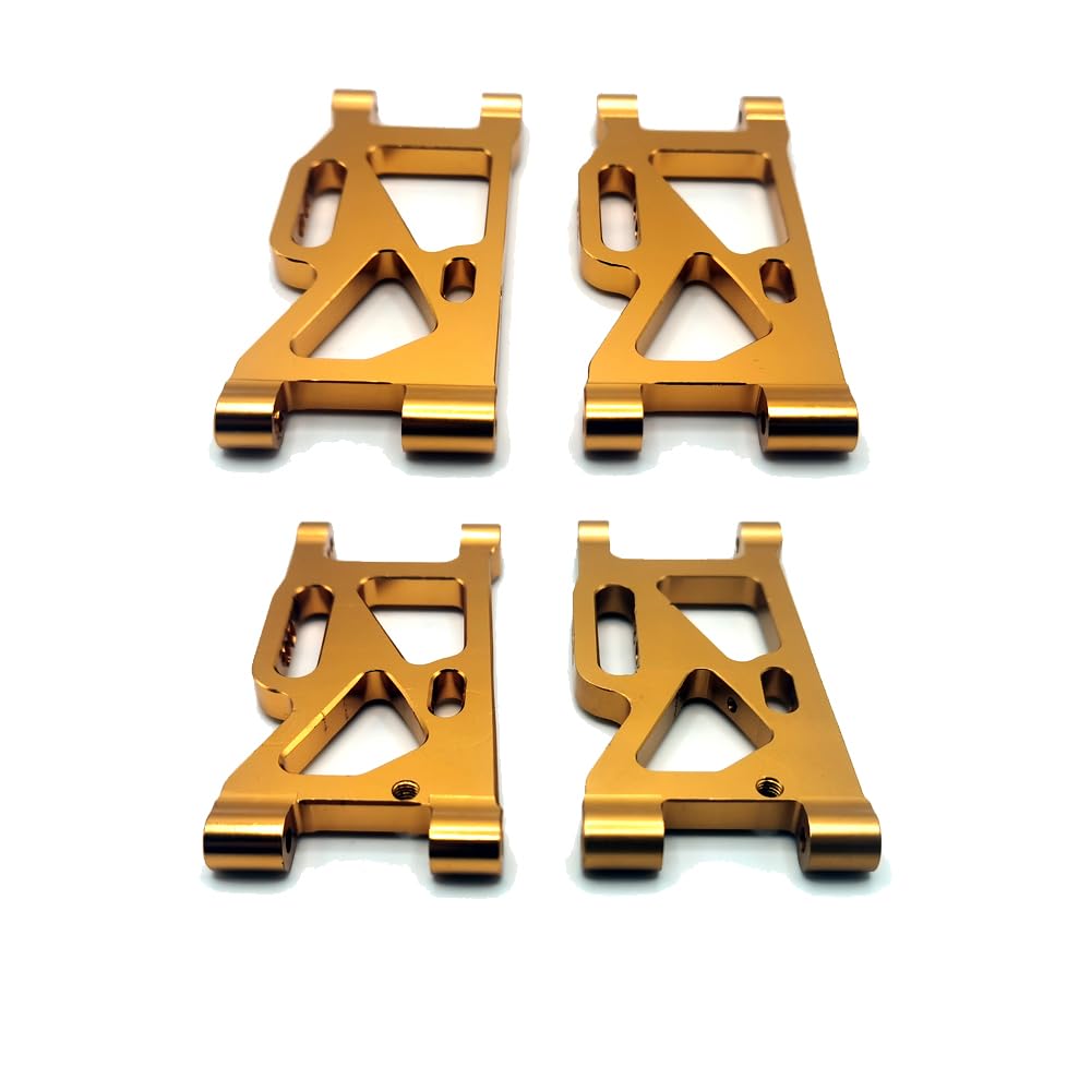 AMORIL 1:14 Scale RC Truck Front/Rear Swing Arm Set (Including Allen Screws + Polished Rod Needed for Assembly) - Aluminum Alloy - Gold