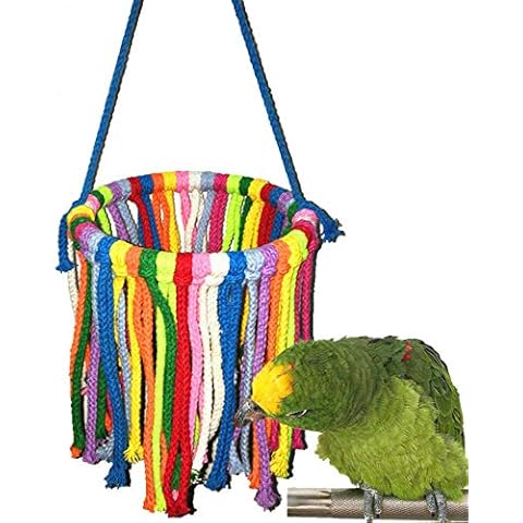 NganSuRong Pet Bird Parrot Cotton Rope Chewing Bite Hanging Cage Swing Budgie Climb Bungee Chew Toys Training Cockatiel Hammock Cover