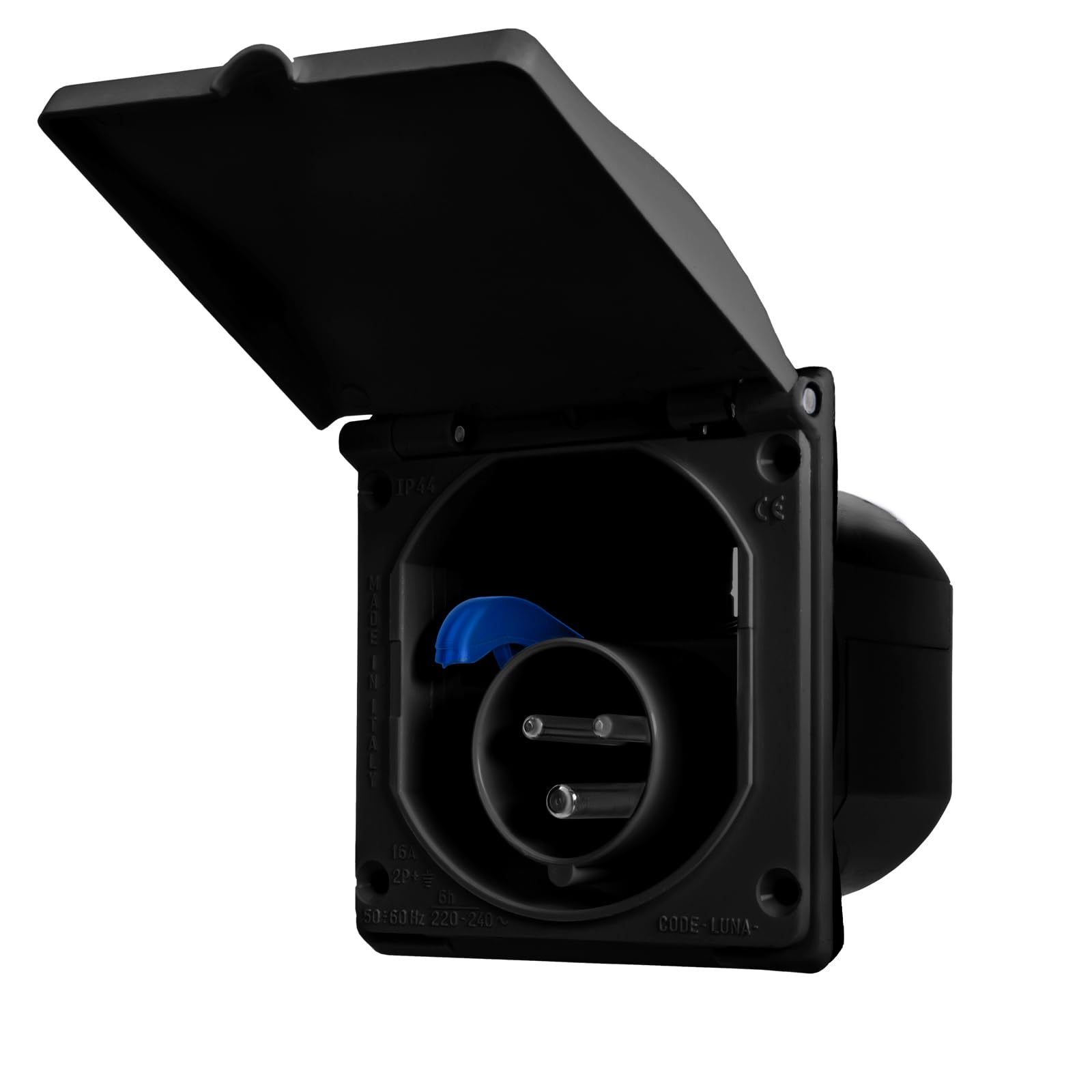 NEW MODEL MAYPOLE ROSI MP5985B 240V 16A MAINS FLUSH FIT SOCKET SPLASHPROOF RATING IP44 (BLACK)…