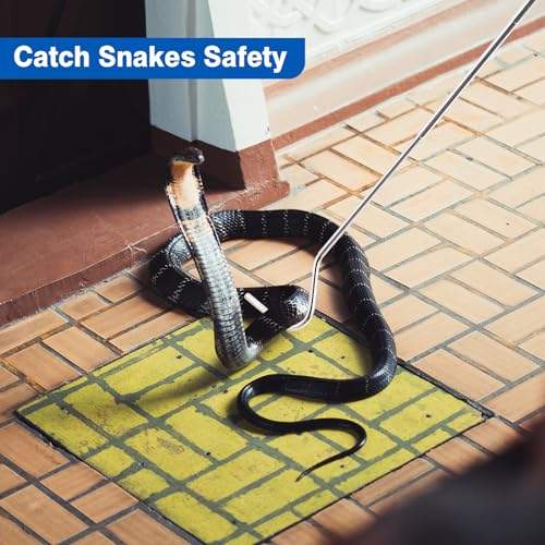 Image of CHANGE MOORE 28 inch Snake Hook Stainless Steel Snake Stick, 1pc Telescopic Snake Tongs Snake & Reptile Hook Retractable Catching Snake Handling Tool, Snake Hook for Ball Python Black