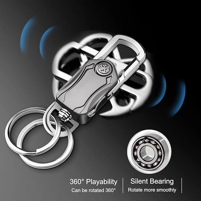 Image of Metal Keychain with Carabiner Clip | Portable Key Ring Holder | Heavy Duty Key chain Charm | Everyday Carry Key Accessory for Men Women | Gift for Car & Bike Keys