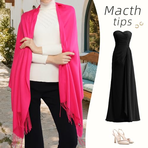 Image of RIIQIICHY Women's Fringe Shawl Wrap Pashmina Scarf for Wedding Evening