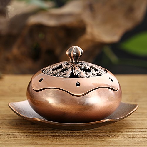 xytmy soporte de incienso quemador de incienso rojo cobre antiguo artesanía decoración budista pebetero para casa