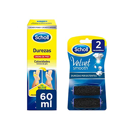 Scholl Recambios de Durezas Persistentes para Lima Electrica + Crema de Pies para Durezas 60ml
