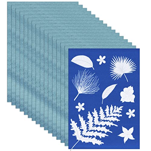 32 Blatt Sonnendruckpapier Cyanotyp-Papier A4 A5 Solar-Zeichenpapier Empfindlichkeit Natur Druckpapier für Kinder Erwachsene Kunst Handwerk DIY Projekt (weiß, 8,3 x 11,7 Zoll) Cover