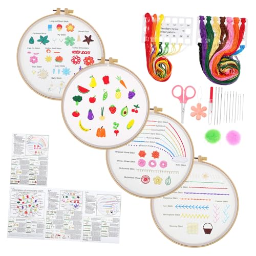 Kit de broderie complet Veemoon avec cadre et fil multicolore pour débutant