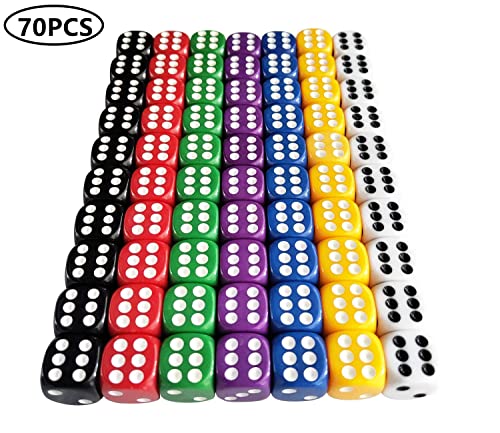 HUAZIZ 70 Pezzi Dadi 6 Facce 12mm Dadi da Gioco