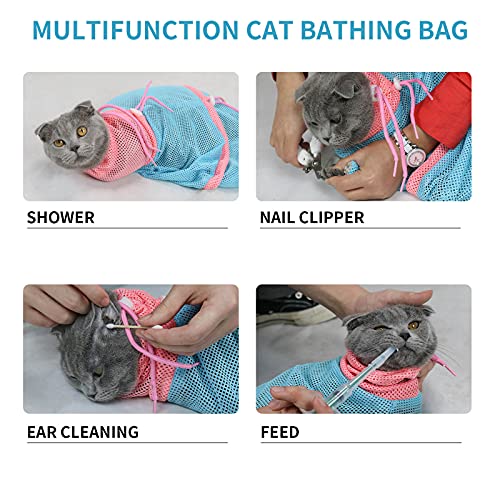 Image of Cat Bathing Bag,Cat Shower Net Bag,Breathable Cat Grooming Bag,Adjustable Cat Washing Shower Bag