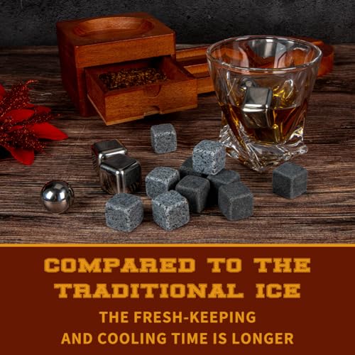 Spxkd Whiskey Stones Gift Set 16 Pcs Whisky Rocks Include Granite Stones And Stainless Steel Ice Cubes Reusable Whiskey Chilling Stones For Scotch And Bourbon Whiskey Gift Set For Men Dad Husband Boyfriend thumb #4
