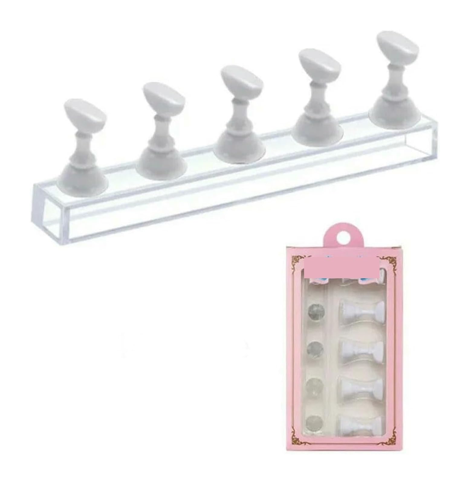 NDLHXKFRP Acrylic Nail Stand Display, Nail Art Tools Practice Display Stand Polish Acrylic Crystal Showing Shelf Multicolor(A0044 - White)