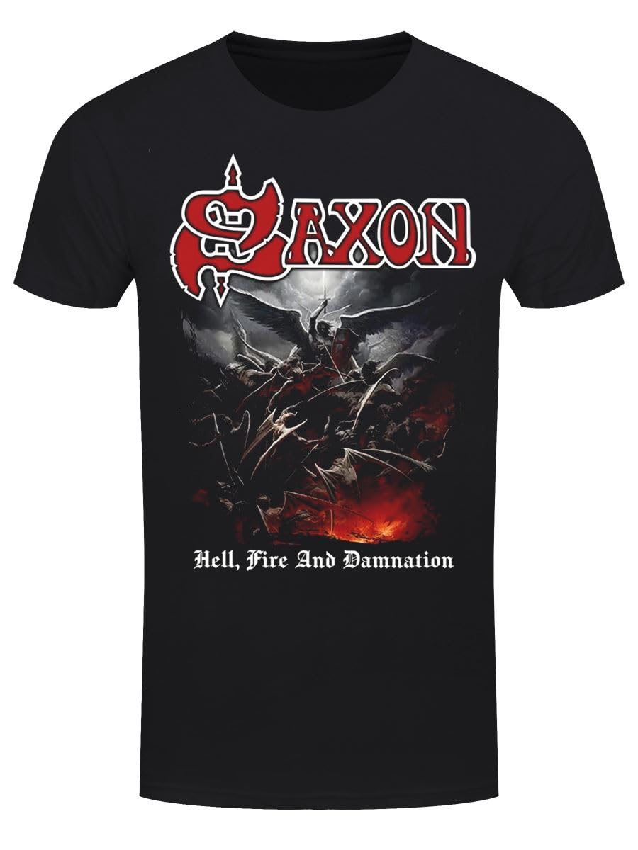 Razamataz Saxon Hell, Fire and Damnation Men's Black T-Shirt