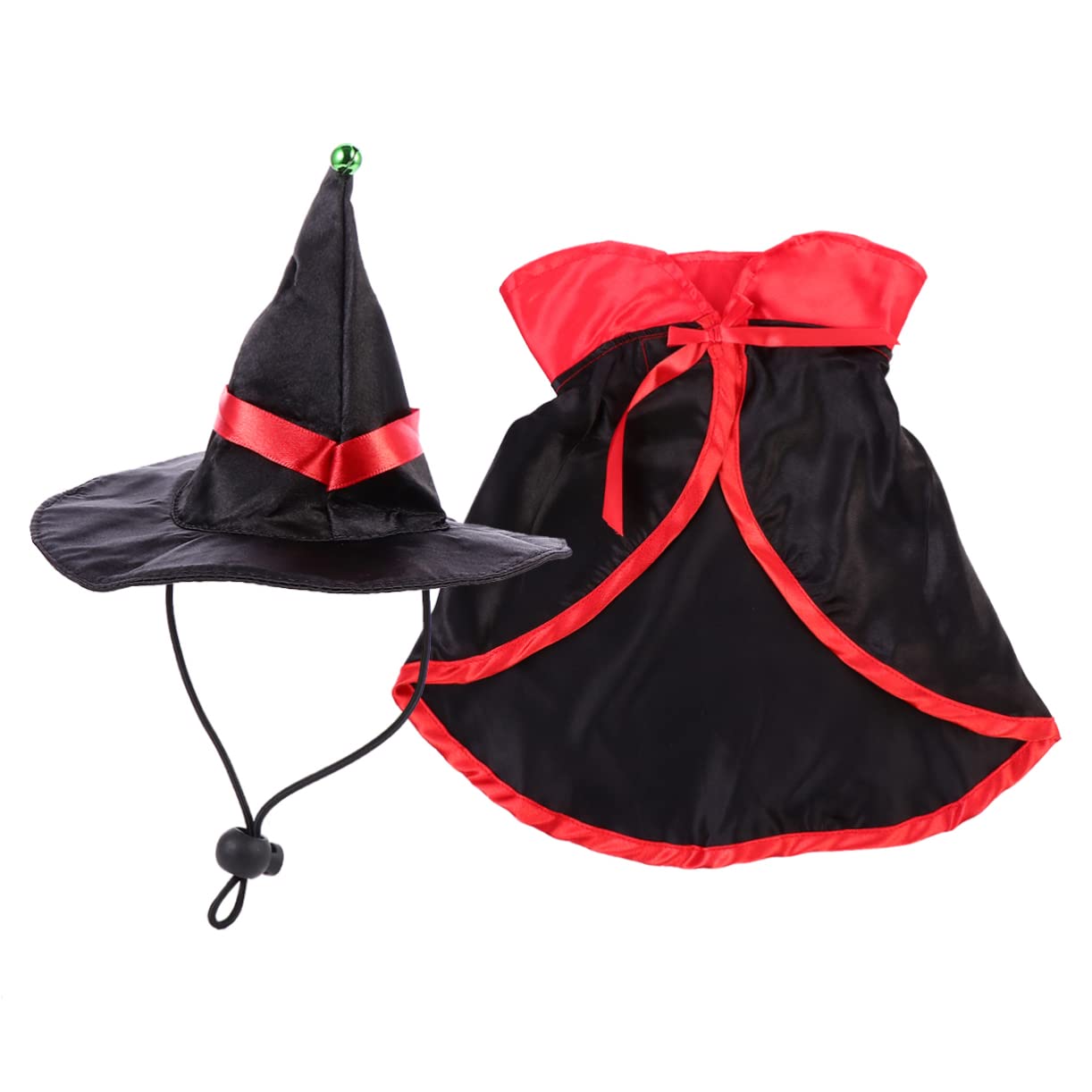 SUPVOX 1 Juego De Capa De Vampiro Y Gato Capa De Bruja Sombreros De Mago Disfraz De Pijama Capa De Bruja para Mascota Sombreros De Mago De Satén