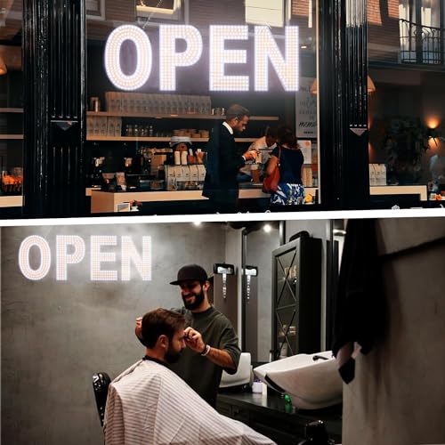Image of Open Sign for Business, 30 inchx10 inch Dimmable Large LED Open Signs with Hanging Installation for Cafes Store Restaurant Office Bar Pubs Hotel Salon (Warm White)