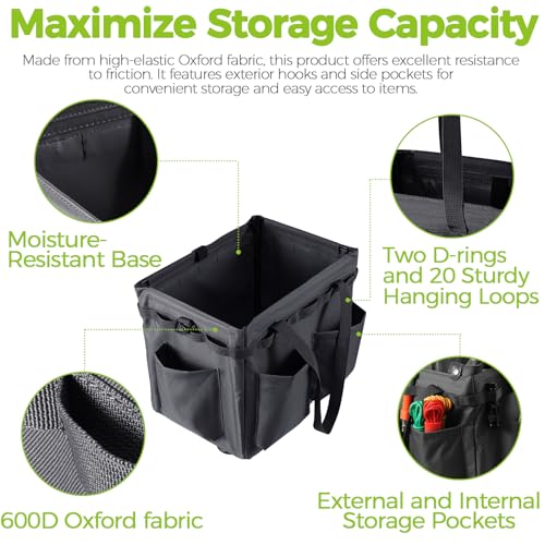 Car Trunk Organizer Multifunctional Storage Toolbox Carry Griddle,Large Grill Utensils Accessory Grilling Tools Basket Carrying Caddy Tool Tote Bag Storage Box Camp Cooking bbq Outdoor(Black) - Image 3