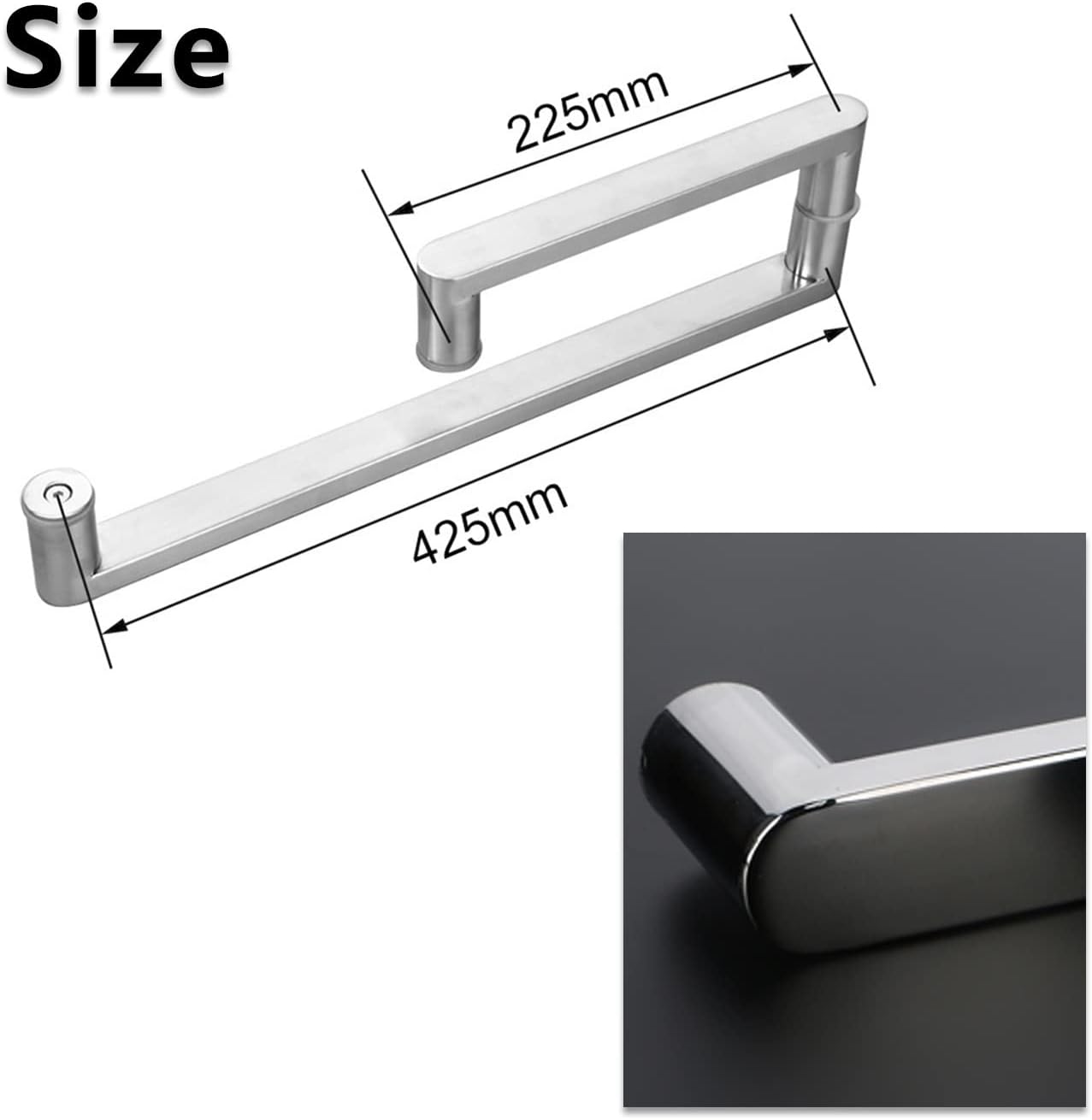 Stainless Steel Glass Door Push-Pull Handle Interior Shower Grab Bar Mirror Knob,Bathroom Glass Door Handle Back-to-Back Polish Chrome,Barn Door Push and Pull Door Handle Sets Repl