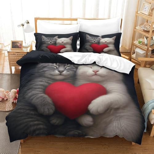 Housse de couette chat microfibre hypoallergique 140x200 finie la corvée de repassage avec zip - 3