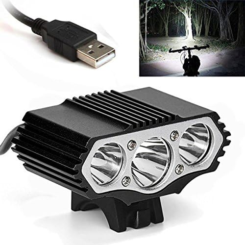 UNKN 12000 Lumens Bike Lights, 3 X XM-L T6 LED USB Lamp Bike Bicycle Headlight, Waterproof LED Front Light,Easy to Mount Fits Mountain Road Bike Kids Men Cycling Commuter