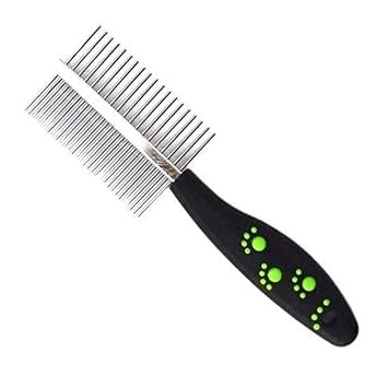 PetIt Paw Print Handle Double Side Steel Needles Dog Comb Pet Rake Comb Hairbrush Grooming for Dogs Cat Cleaning Supplies - Color May Vary
