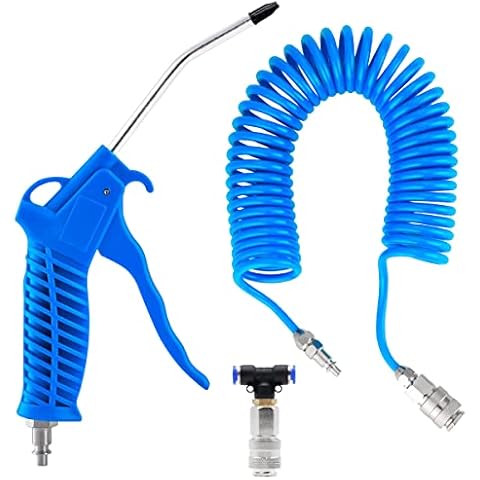 VicBou Truck Air Duster Gun with 5 Metre Recoil Hose, Heavy Duty 360 Degree Rotating Air Blow Gun, Duster Cleaning Gun Quick Connects Cleaning Kit for Lorry Truck Car Cover