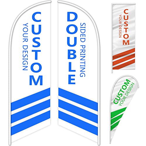 Custom Feather Flag for Business, Advertising Flags for Outside (Only Flag), Customized Open Flag with Logo Text, Personalized Double Sided Flag Signs for Outside, Feather Banner Flag for Outside