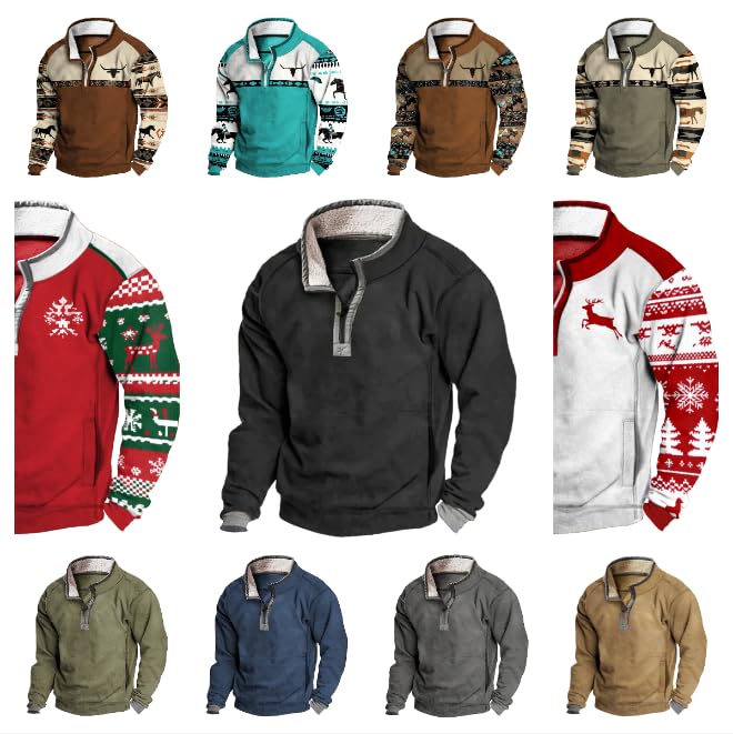 Western Sweatshirt for Aztec Cowboy Quarter Zip Pullover Hoodie Ethnic Vintage Long Sleeve Fall Winter Tops4