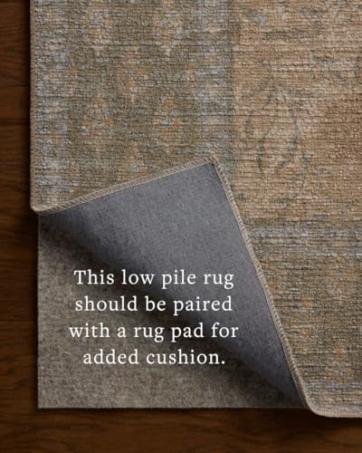 Image of Loloi Rifle Paper Co Edinburgh Sand /Green 10'-0 inch x 14'-0 inch Area Rug | EDN-01 Printed Approx. 10x14 Beige Living room Dining room Bedroom, Rustic, Elegant, Muted, Refined, Area Rug